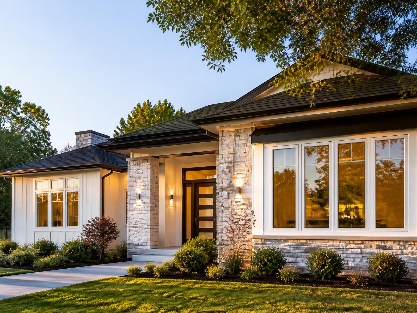 Modern American home with new replacement windows
